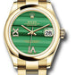 Rolex Yellow Gold Datejust - 31 MM - Oyster Bracelet - Domed Bezel - Malachite Diamond Six and Nine Dial - 278248 madr69o