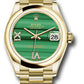 Rolex Yellow Gold Datejust - 31 MM - President Bracelet - Domed Bezel - Malachite Diamond Six and Nine Dial - 278248 madr69p