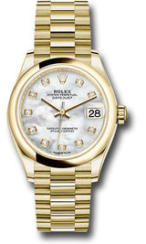 Rolex Yellow Gold Datejust - 31 MM - President Bracelet - Domed Bezel - Mother-of-Pearl Diamond Dial - 278248 mdp