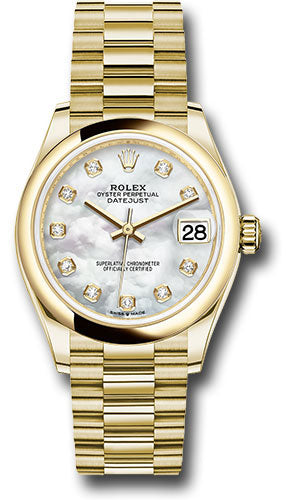 Rolex Yellow Gold Datejust - 31 MM - President Bracelet - Domed Bezel - Mother-of-Pearl Diamond Dial - 278248 mdp