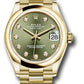 Rolex Yellow Gold Datejust - 31 MM - President Bracelet - Domed Bezel - Olive Green Diamond Dial - 278248 ogdp