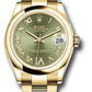 Rolex Yellow Gold Datejust - 31 MM - Oyster Bracelet - Domed Bezel - Olive Green Diamond Six Dial - 278248 ogdr6o