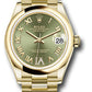 Rolex Yellow Gold Datejust - 31 MM - President Bracelet - Domed Bezel - Olive Green Diamond Six Dial - 278248 ogdr6p