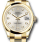 Rolex Yellow Gold Datejust - 31 MM - Oyster Bracelet - Domed Bezel - Silver Diamond Dial - 278248 sdo