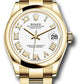 Rolex Yellow Gold Datejust - 31 MM - Oyster Bracelet - Domed Bezel - White Roman Dial - 278248 wro