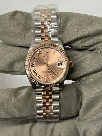 Rolex Steel and Everose Gold Datejust - 31 MM - Jubilee Bracelet - Fluted Bezel - Rose Roman Dial - 278271-0006