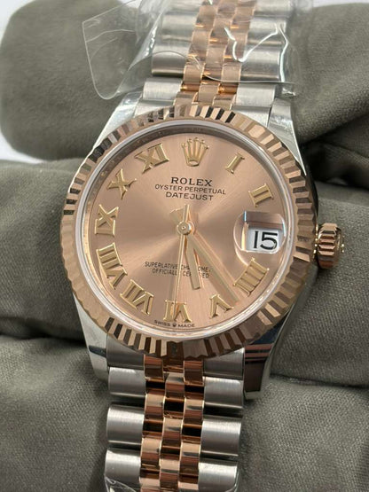 Rolex Steel and Everose Gold Datejust - 31 MM - Jubilee Bracelet - Fluted Bezel - Rose Roman Dial - 278271-0006