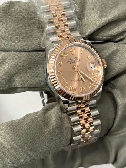 Rolex Steel and Everose Gold Datejust - 31 MM - Jubilee Bracelet - Fluted Bezel - Rose Roman Dial - 278271-0006