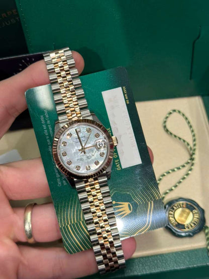 Rolex Steel and Everose Gold Datejust - 31 MM - Jubilee Bracelet - Fluted Bezel - White Mother-Of-Pearl Diamond Dial - 278271-0026
