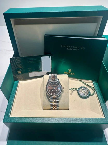 Rolex Steel and Everose Gold Datejust - 31 MM - Jubilee Bracelet - &nbsp;Fluted Bezel - Chocolate Diamond Dial - 278271-0028