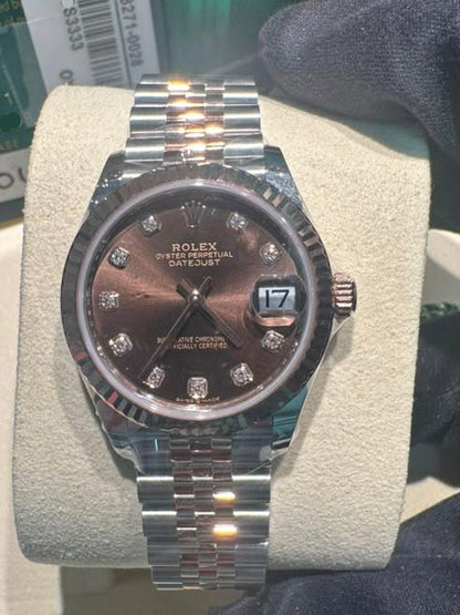 Rolex Steel and Everose Gold Datejust - 31 MM - Jubilee Bracelet - &nbsp;Fluted Bezel - Chocolate Diamond Dial - 278271-0028