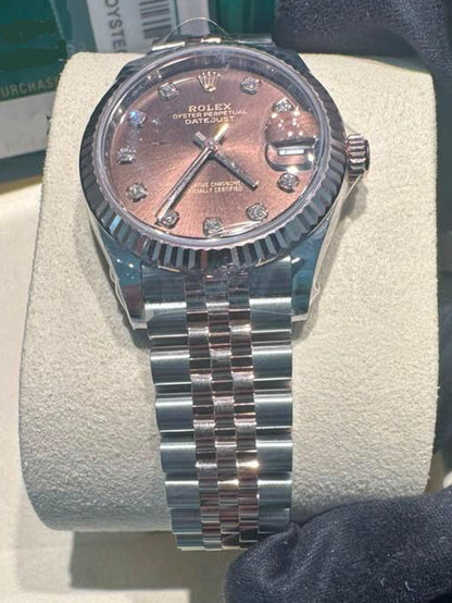 Rolex Steel and Everose Gold Datejust - 31 MM - Jubilee Bracelet - &nbsp;Fluted Bezel - Chocolate Diamond Dial - 278271-0028