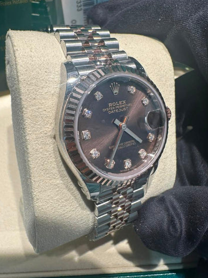 Rolex Steel and Everose Gold Datejust - 31 MM - Jubilee Bracelet - &nbsp;Fluted Bezel - Chocolate Diamond Dial - 278271-0028