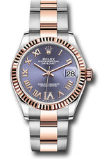 Rolex Steel and Everose Gold Datejust - 31 MM - Oyster Bracelet - Fluted Bezel - Aubergine Roman VI Dial - 278271-0019