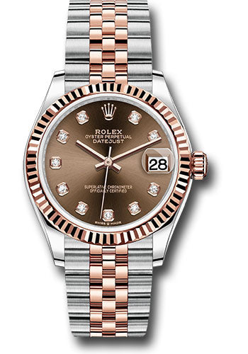 Rolex Steel and Everose Gold Datejust - 31 MM - Jubilee Bracelet -  Fluted Bezel - Chocolate Diamond Dial - 278271-0028