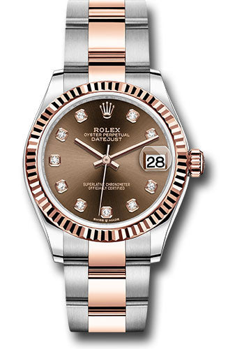 Rolex Steel and Everose Gold Datejust - 31 MM - Oyster Bracelet - Fluted Bezel - Chocolate Diamond Dial - 278271 chodo