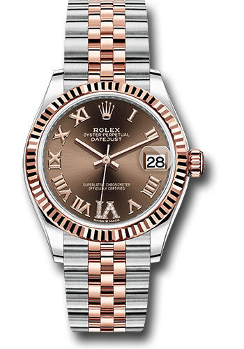 Rolex Steel and Everose Gold Datejust - 31 MM - Jubilee Bracelet -  Fluted Bezel - Chocolate Roman VI Dial - 278271 chodr6j