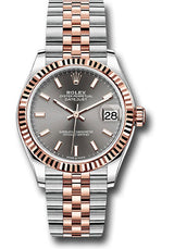 Rolex Steel and Everose Gold Datejust - 31 MM - Jubilee Bracelet - Fluted Bezel - Dark Rhodium Index Dial - 278271-0018