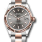 Rolex Steel and Everose Gold Datejust - 31 MM - Oyster Bracelet - Fluted Bezel - Dark Rhodium Index Dial - 278271 dkrhio