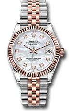 Rolex Steel and Everose Gold Datejust - 31 MM - Jubilee Bracelet - Fluted Bezel - White Mother-Of-Pearl Diamond Dial - 278271-0026