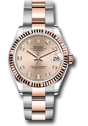 Rolex Steel and Everose Gold Datejust - 31 MM - Oyster Bracelet - Fluted Bezel - Rose Diamond Dial - 278271 rodo