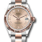 Rolex Steel and Everose Gold Datejust - 31 MM - Oyster Bracelet - Fluted Bezel - Rose Roman Dial - 278271 roro