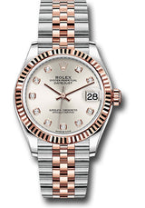 Rolex Steel and Everose Gold Datejust - 31 MM - Jubilee Bracelet - Fluted Bezel - Silver Diamond Dial - 278271-0016