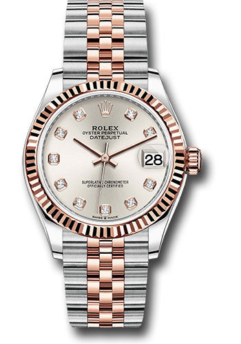 Rolex Steel and Everose Gold Datejust - 31 MM - Jubilee Bracelet - Fluted Bezel - Silver Diamond Dial - 278271 sdj