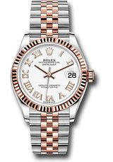 Rolex Steel and Everose Gold Datejust - 31 MM - Jubilee Bracelet - Fluted Bezel - White Roman Dial - 278271-0002