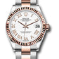 Rolex Steel and Everose Gold Datejust - 31 MM - Oyster Bracelet - Fluted Bezel - White Roman Dial - 278271 wro