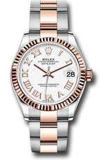 Rolex Steel and Everose Gold Datejust - 31 MM - Oyster Bracelet - Fluted Bezel - White Roman Dial - 278271-0001