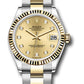 Rolex Steel and Yellow Gold Datejust - 31 MM - Oyster Bracelet - Fluted Bezel - Champagne Diamond Dial - 278273 chdo