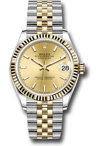 Rolex Steel and Yellow Gold Datejust - 31 MM - Jubilee Bracelet - Fluted Bezel - Champagne Index Dial - 278273-0014