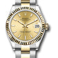 Rolex Steel and Yellow Gold Datejust - 31 MM - Oyster Bracelet - Fluted Bezel - Champagne Index Dial - 278273 chio