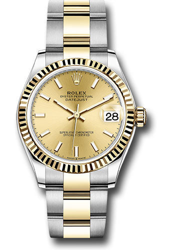 Rolex Steel and Yellow Gold Datejust - 31 MM - Oyster Bracelet - Fluted Bezel - Champagne Index Dial - 278273 chio