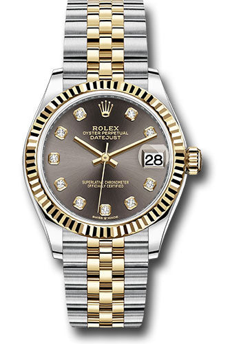 Rolex Steel and Yellow Gold Datejust - 31 MM - Jubilee Bracelet - Fluted Bezel - Dark Grey Diamond Dial - 278273 dkgdj