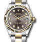 Rolex Steel and Yellow Gold Datejust - 31 MM - Oyster Bracelet - Fluted Bezel - Dark Grey Diamond Dial - 278273 dkgdo