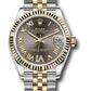 Rolex Steel and Yellow Gold Datejust - 31 MM - Jubilee Bracelet - Fluted Bezel - Dark Grey Diamond Roman Six Dial - 278273 dkgdr6j