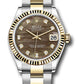 Rolex Steel and Yellow Gold Datejust - 31 MM - Oyster Bracelet - Fluted Bezel - Dark Mother-of-Pearl Diamond Dial - 278273 dkmdo