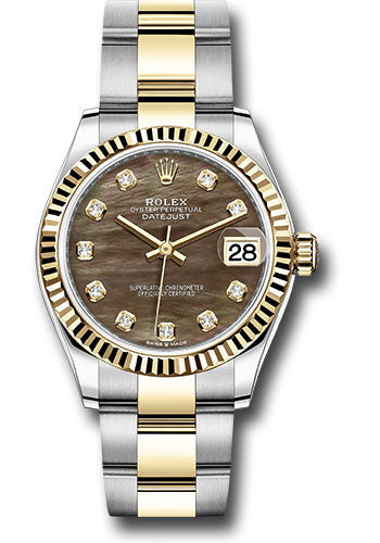 Rolex Steel and Yellow Gold Datejust - 31 MM - Oyster Bracelet - Fluted Bezel - Dark Mother-of-Pearl Diamond Dial - 278273 dkmdo