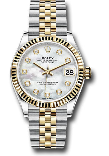 Rolex Steel and Yellow Gold Datejust - 31 MM - Jubilee Bracelet - Fluted Bezel - Mother-of-Pearl Diamond Dial - 278273-0028