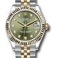 Rolex Steel and Yellow Gold Datejust - 31 MM - Jubilee Bracelet - Fluted Bezel - Olive Green Diamond Dial - 278273 ogdj