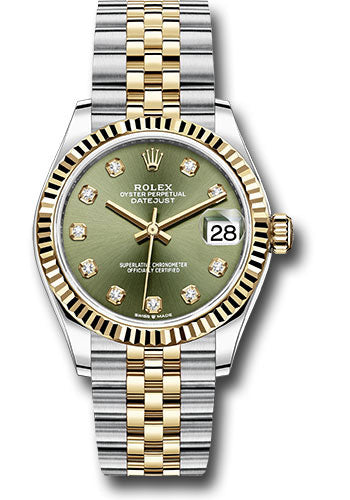 Rolex Steel and Yellow Gold Datejust - 31 MM - Jubilee Bracelet - Fluted Bezel - Olive Green Diamond Dial - 278273 ogdj