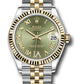 Rolex Steel and Yellow Gold Datejust - 31 MM - Jubilee Bracelet - Fluted Bezel - Olive Green Diamond Roman Six Dial - 278273 ogdr6j