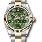 Rolex Steel and Yellow Gold Datejust - 31 MM - Oyster Bracelet - Fluted Bezel - Olive Green Floral Motif Diamond 6 Dial - 278273 ogflomdo