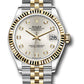 Rolex Steel and Yellow Gold Datejust - 31 MM - Jubilee Bracelet - Fluted Bezel - Silver Diamond Dial - 278273 sdj