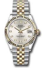 Rolex Steel and Yellow Gold Datejust - 31 MM - Jubilee Bracelet - Fluted Bezel - Silver Diamond Dial - 278273-0020