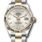 Rolex Steel and Yellow Gold Datejust - 31 MM - Oyster Bracelet - Fluted Bezel - Silver Diamond Dial - 278273 sdo