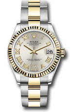 Rolex Steel and Yellow Gold Datejust - 31 MM - Oyster Bracelet - Fluted Bezel - Silver Diamond Roman Six Dial - 278273-0003