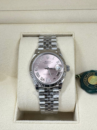 Rolex Steel and White Gold Datejust - 31 MM - Jubilee Bracelet - Fluted Bezel - Pink Roman Diamond 6 Dial - 278274-0024